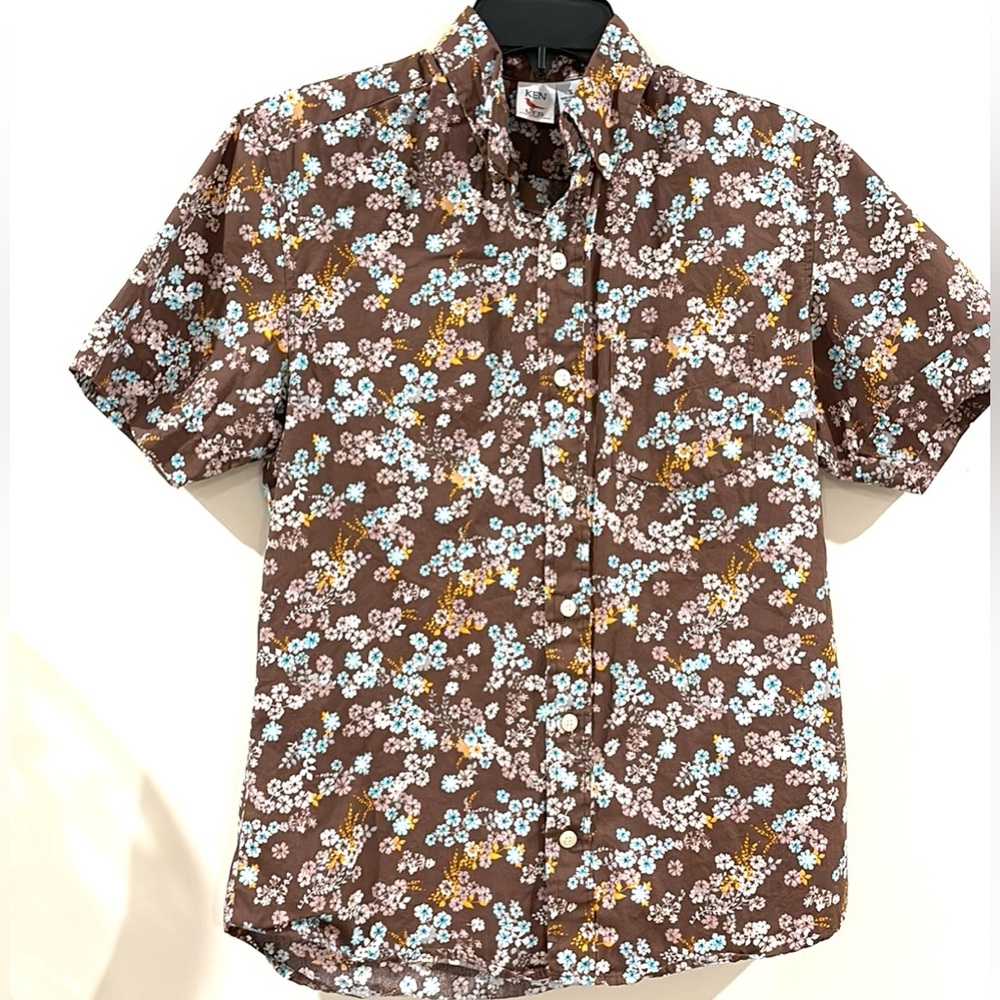 KEN‎ LTD. Brown Floral Button Down Shirt Size S